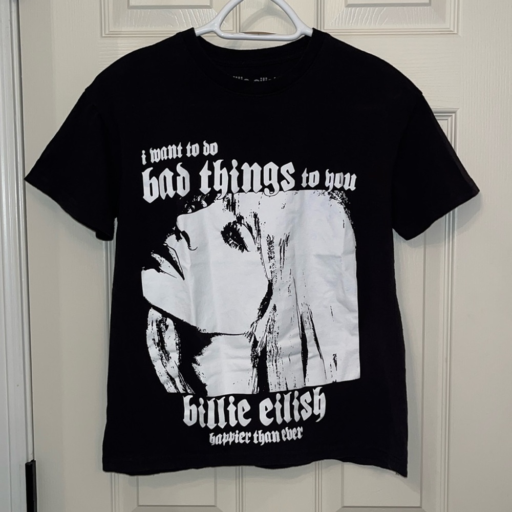Billie Eilish Women's I Want To Do Bad Things To You Graphic T-shirt Sz XS Black